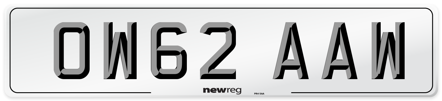OW62 AAW Number Plate from New Reg